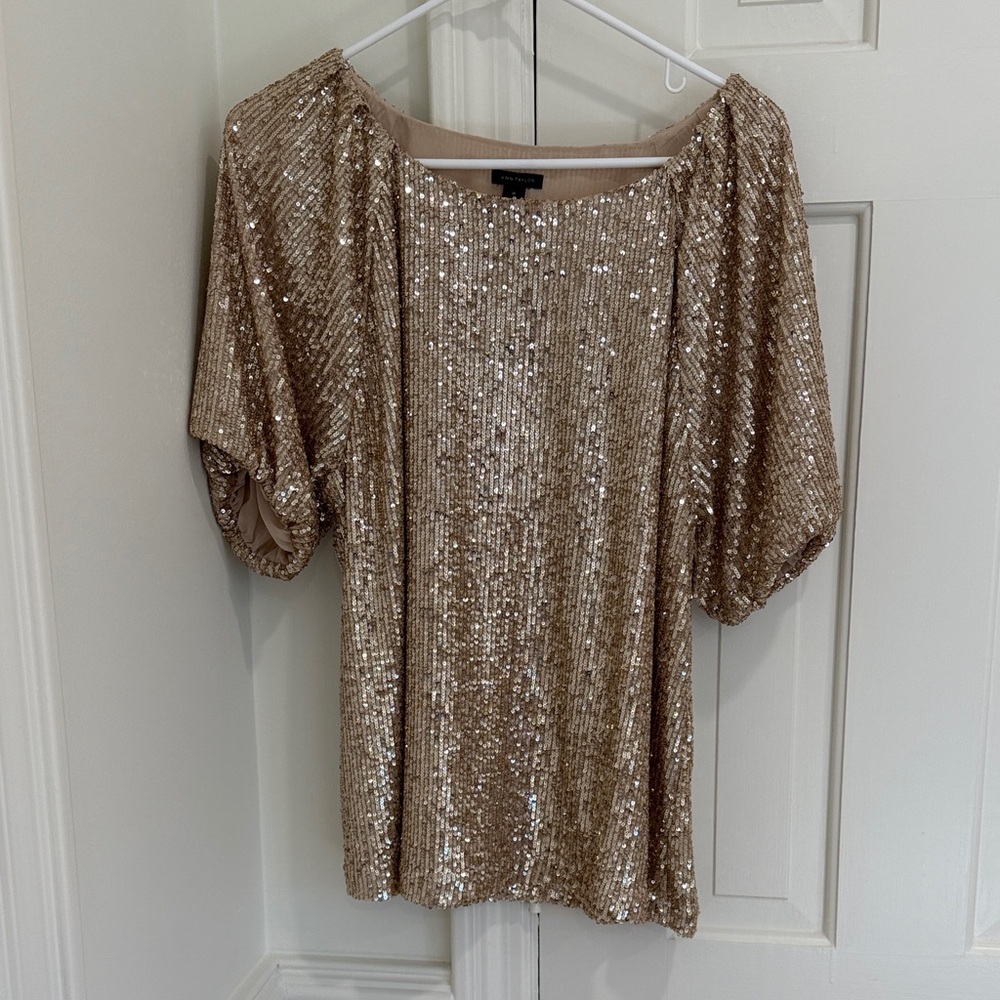 Ann Taylor Gold Sequin Blouse